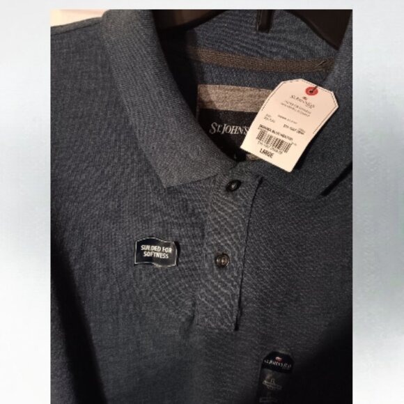 St Johns Bay L men's long sleeve "sueded for softness" blue top NWT - Picture 3 of 3